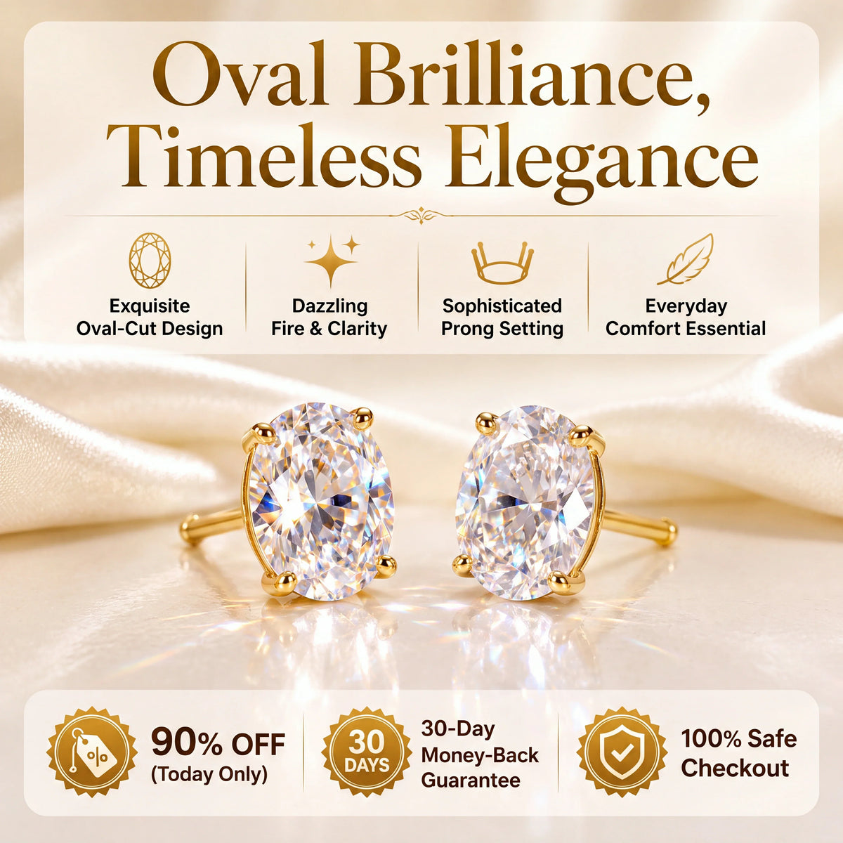 🔥 LAST DAY 90% OFF : The Premium Oval-Cut Moissanite Studs (Passes Diamond Tester!)